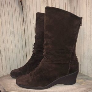 Glacee Brown Suede Back Zip Boots 8M